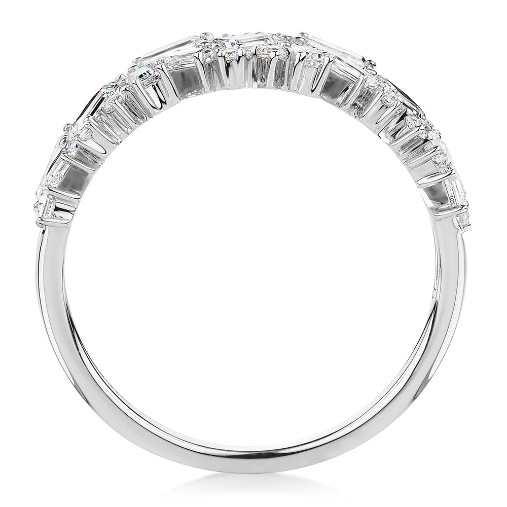 Dress ring with 1.03 carats* of diamond simulants in 10 carat white gold