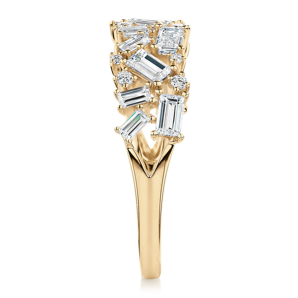 Dress ring with 1.03 carats* of diamond simulants in 10 carat yellow gold