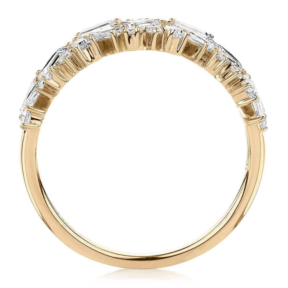 Dress ring with 1.03 carats* of diamond simulants in 10 carat yellow gold