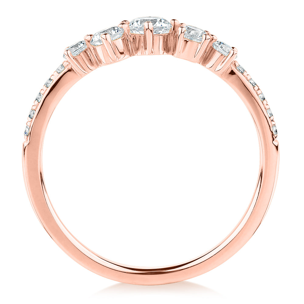Dress ring with 0.46 carats* of diamond simulants in 10 carat rose gold