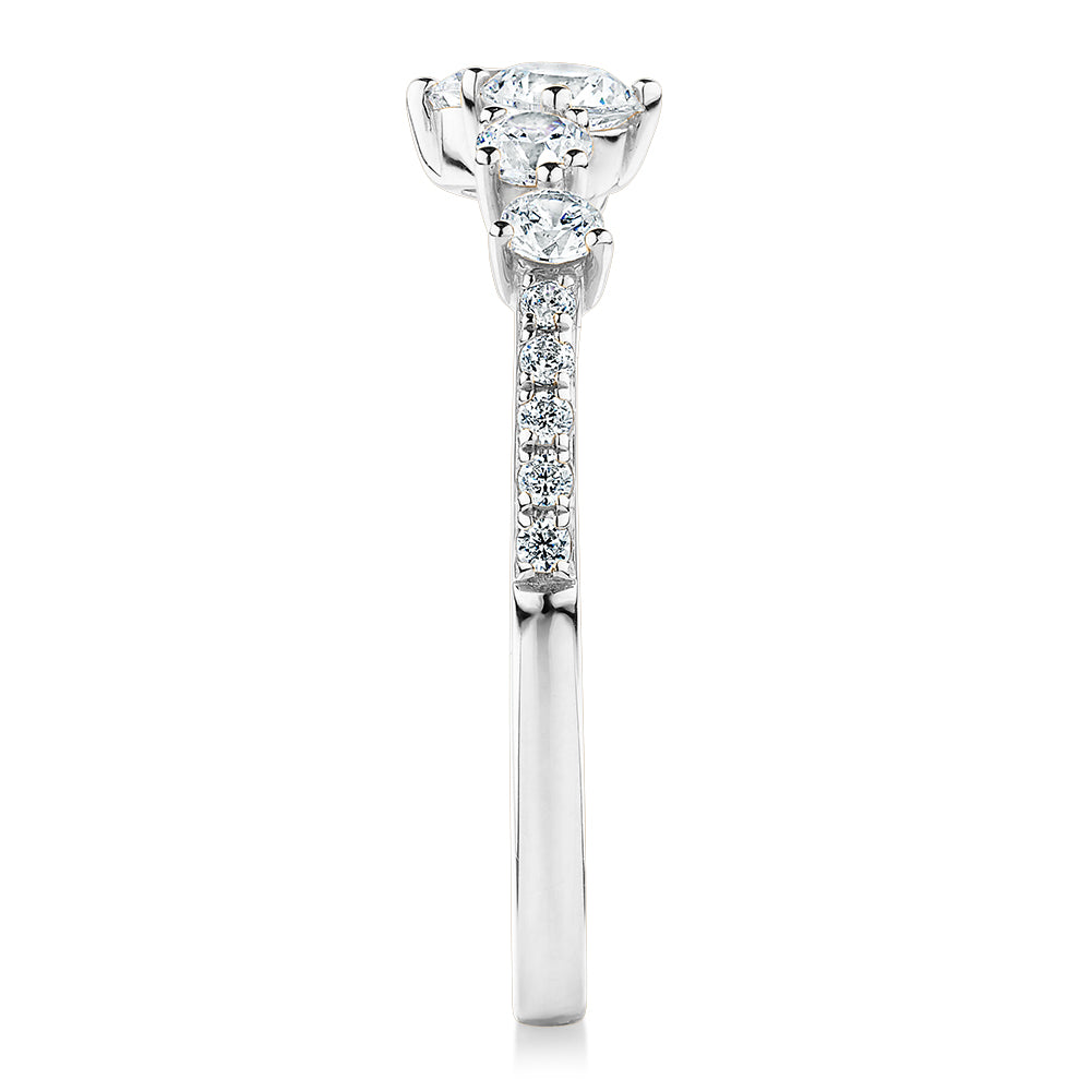 Dress ring with 0.46 carats* of diamond simulants in 10 carat white gold
