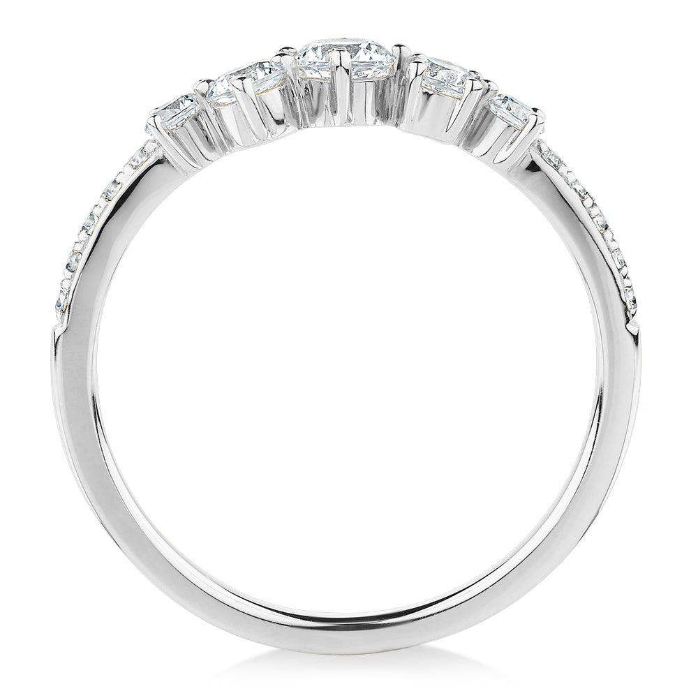 Dress ring with 0.46 carats* of diamond simulants in 10 carat white gold
