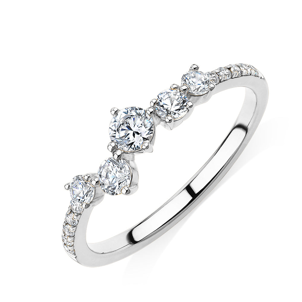 Dress ring with 0.46 carats* of diamond simulants in 10 carat white gold
