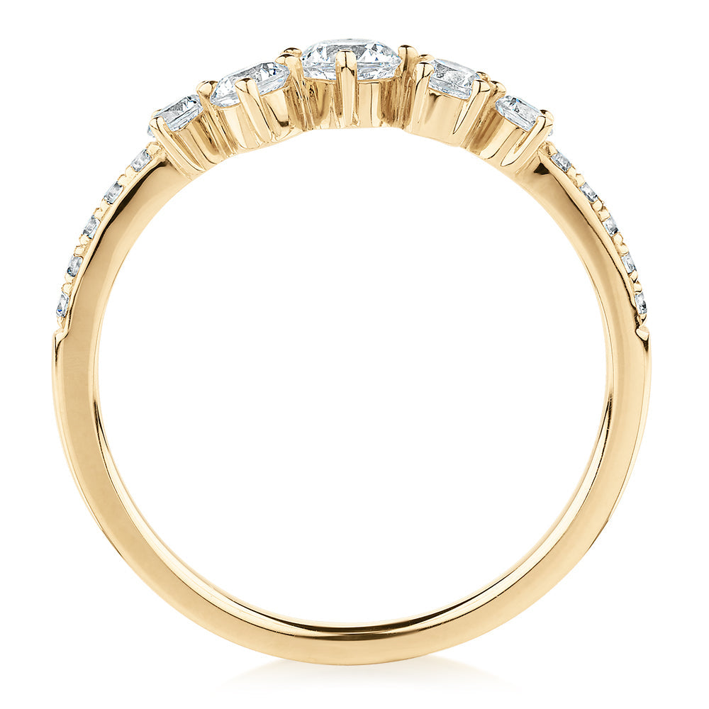 Dress ring with 0.46 carats* of diamond simulants in 10 carat yellow gold