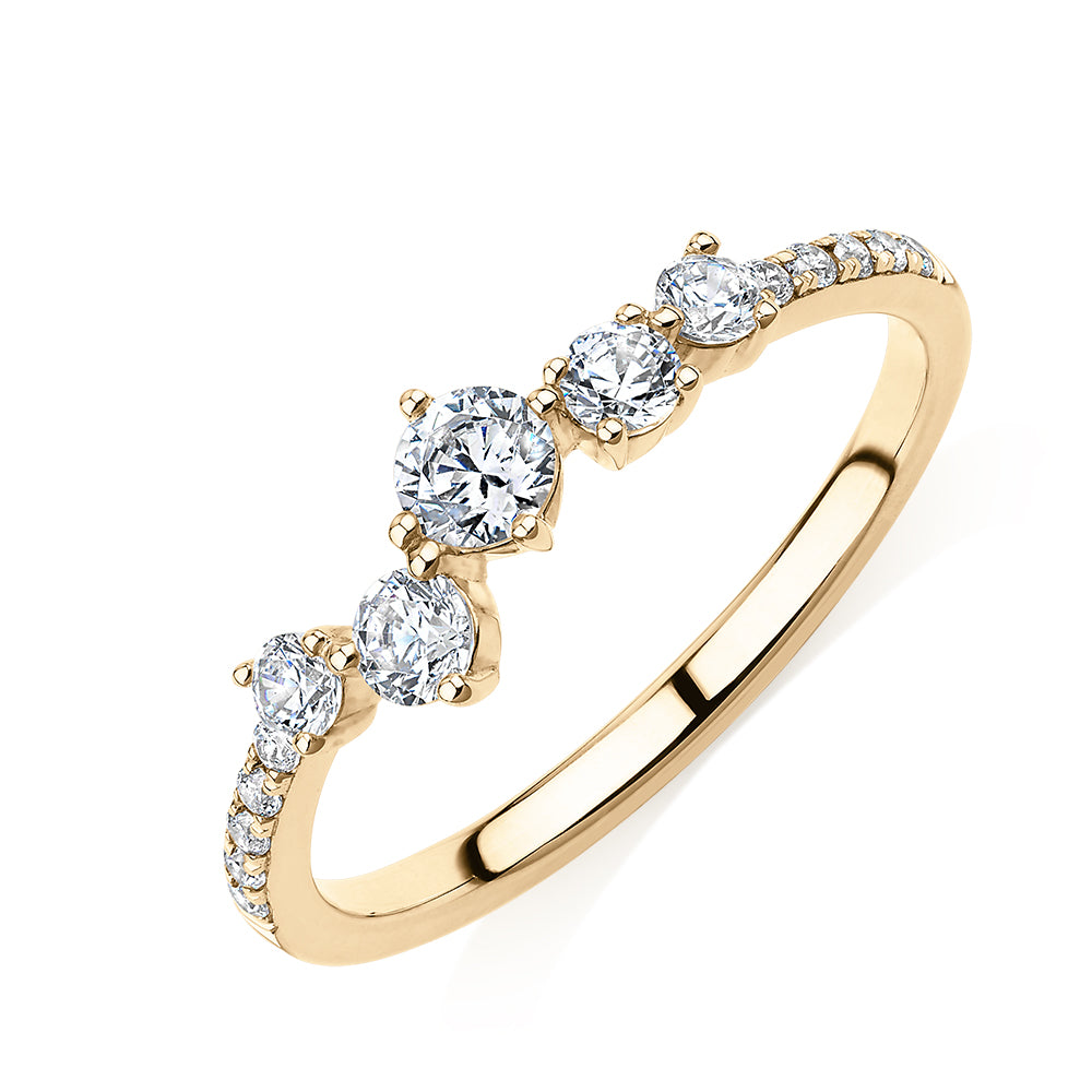 Dress ring with 0.46 carats* of diamond simulants in 10 carat yellow gold