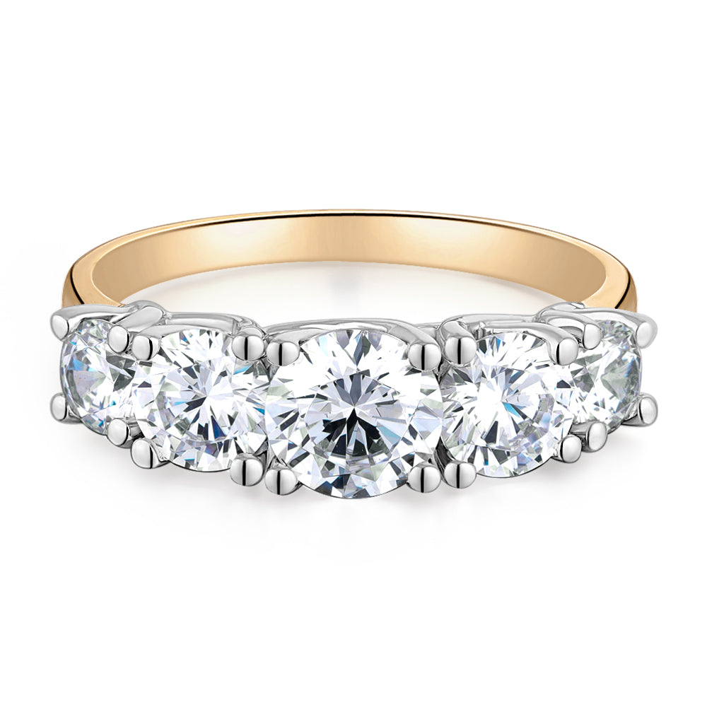 Dress ring with 2.26 carats* of diamond simulants in 10 carat yellow and white gold