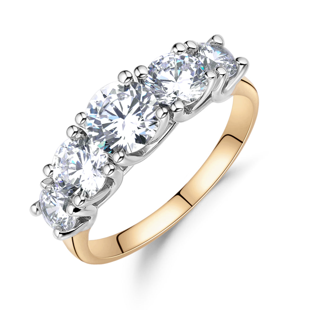 Dress ring with 2.26 carats* of diamond simulants in 10 carat yellow and white gold
