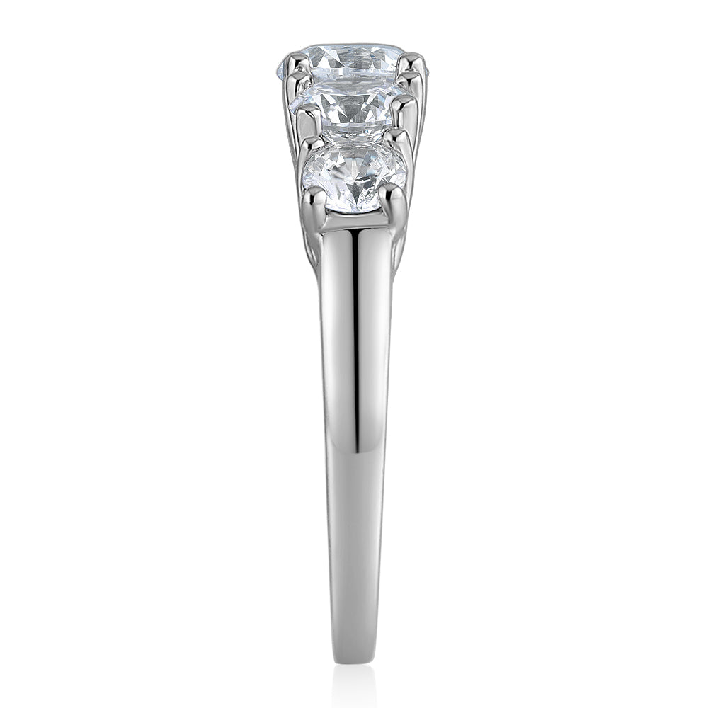 Dress ring with 2.26 carats* of diamond simulants in 10 carat white gold