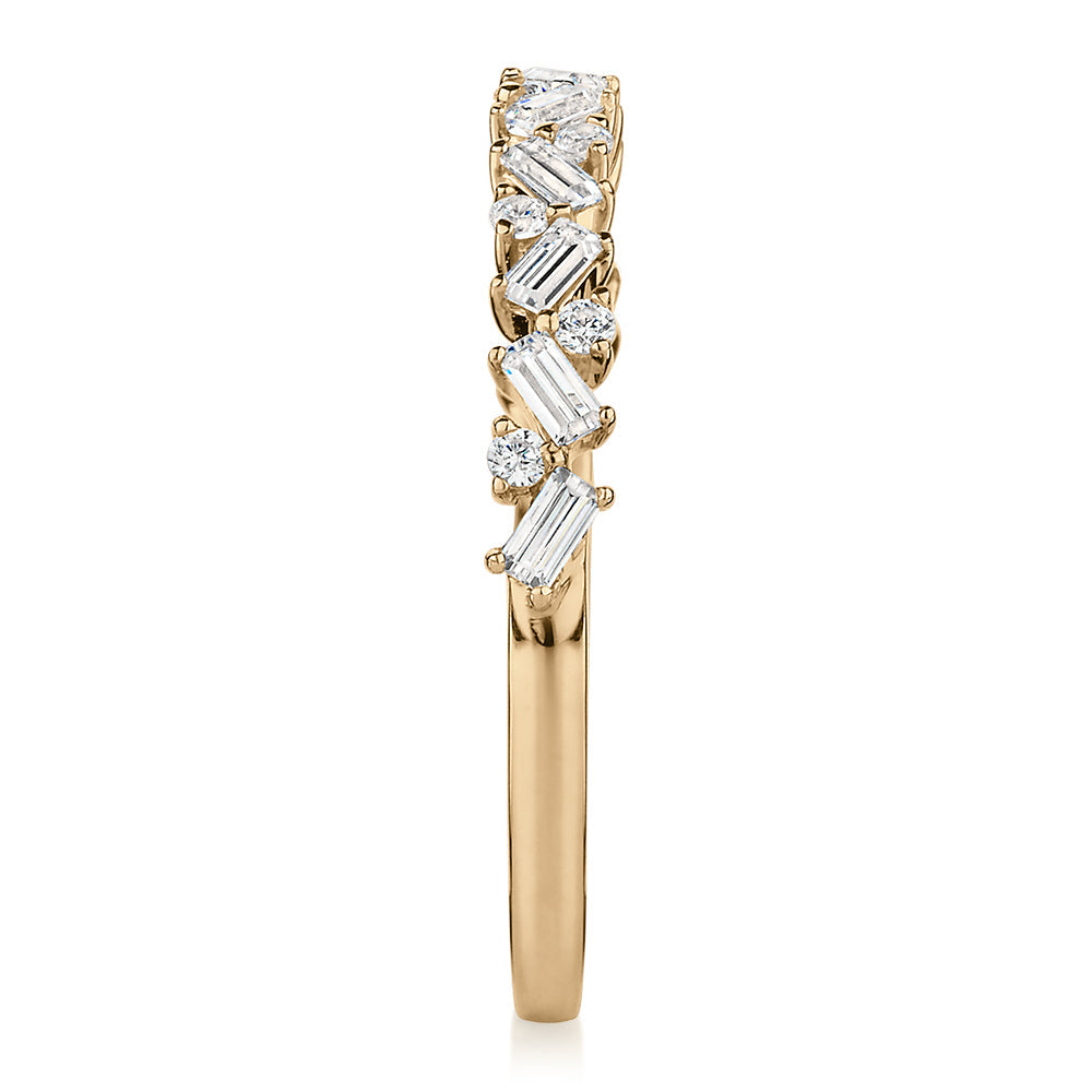 Dress ring with 0.56 carats* of diamond simulants in 10 carat yellow gold
