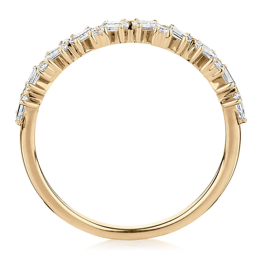 Dress ring with 0.56 carats* of diamond simulants in 10 carat yellow gold