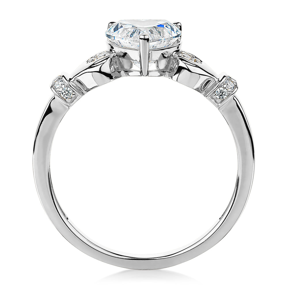 Dress ring with 1.23 carats* of diamond simulants in 10 carat white gold