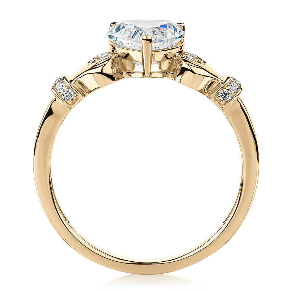Dress ring with 1.23 carats* of diamond simulants in 10 carat yellow gold