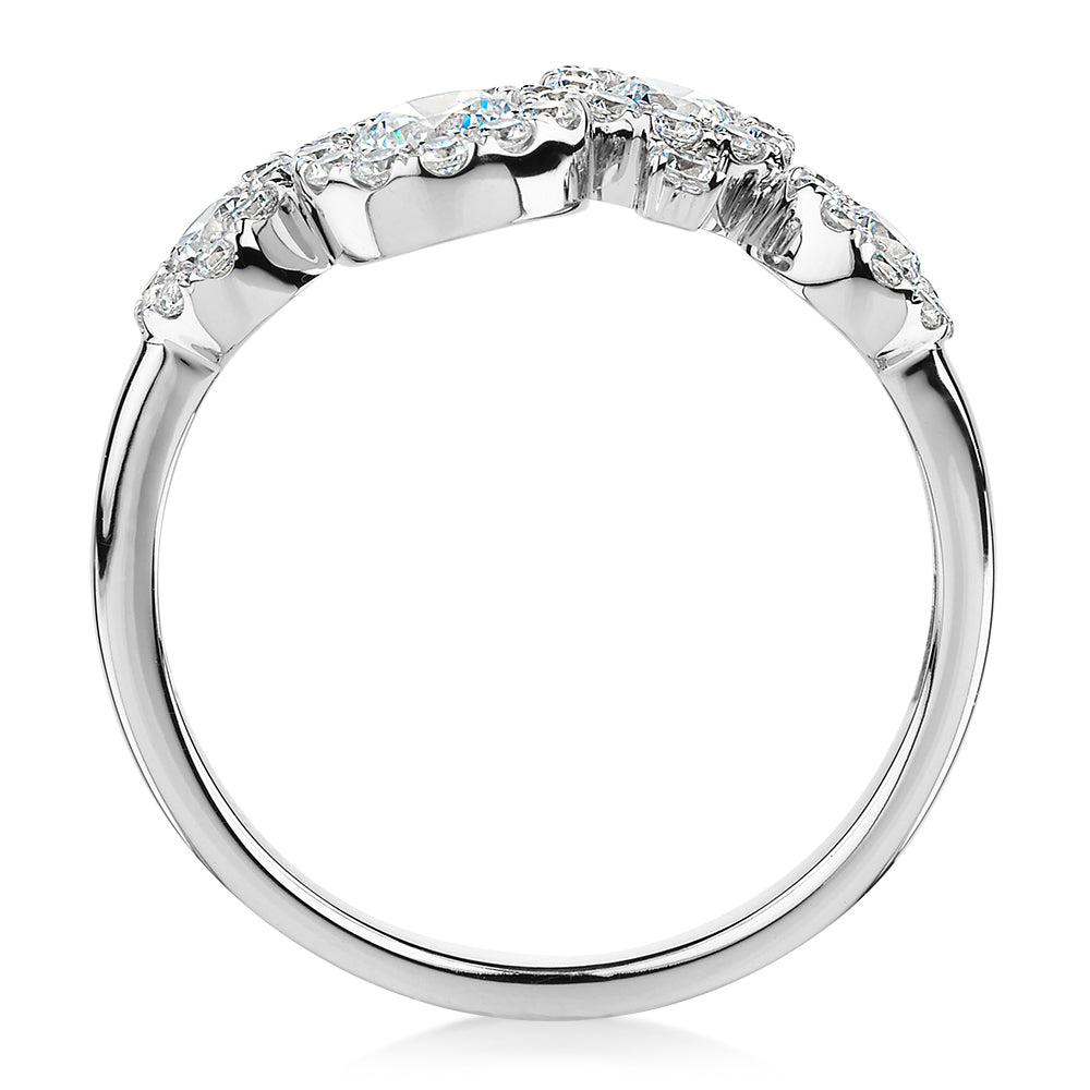 Celeste Dress ring with 0.92 carats* of diamond simulants in 10 carat white gold