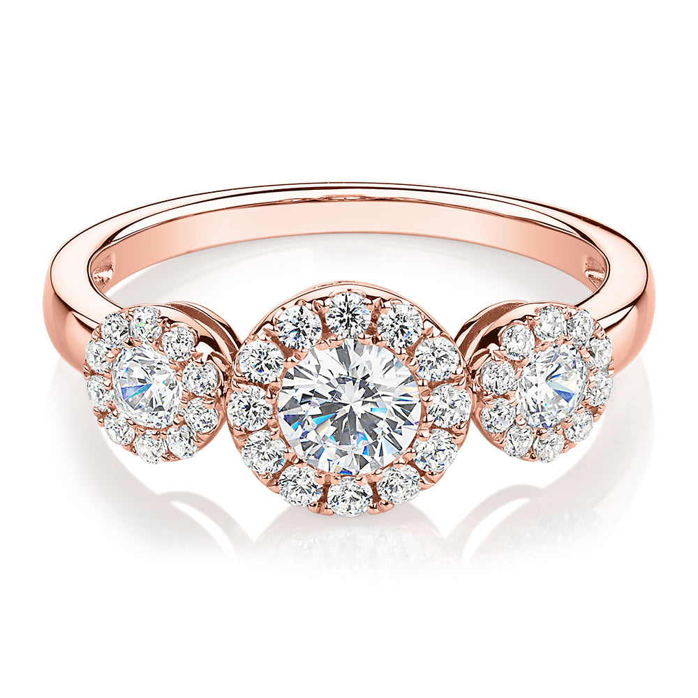 Celeste Dress ring with 1.02 carats* of diamond simulants in 10 carat rose gold