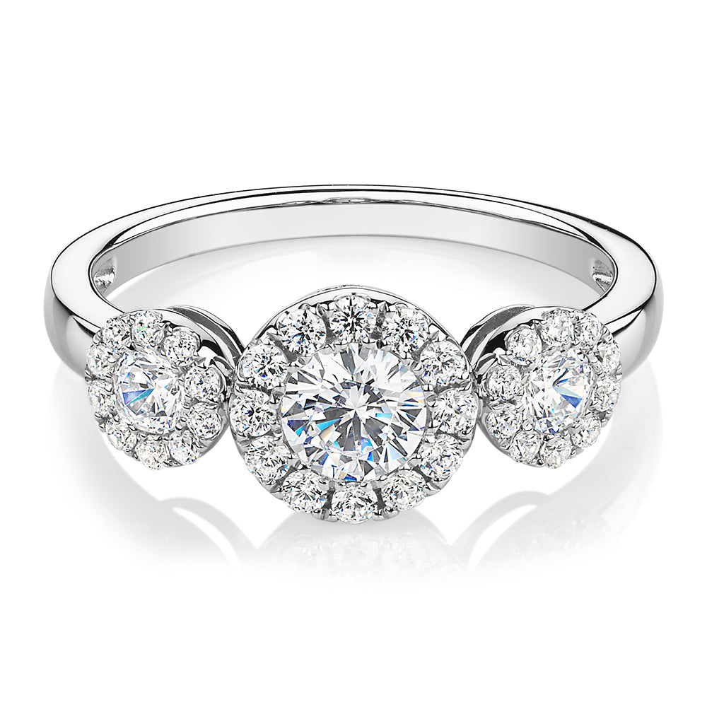 Celeste Dress ring with 1.02 carats* of diamond simulants in 10 carat white gold