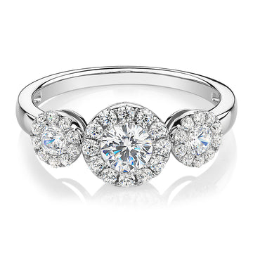 Celeste Dress ring with 1.02 carats* of diamond simulants in 10 carat white gold