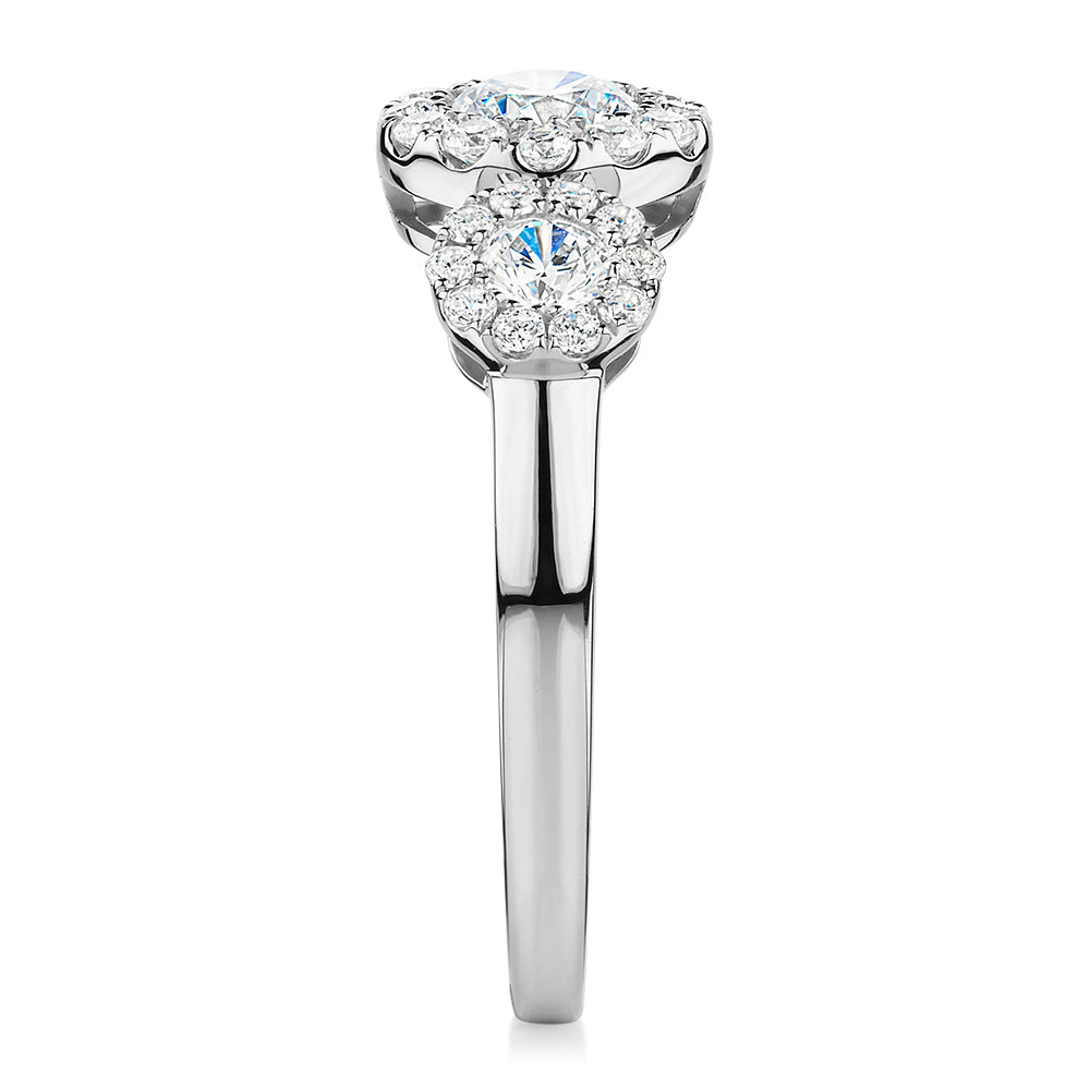 Celeste Dress ring with 1.02 carats* of diamond simulants in 10 carat white gold