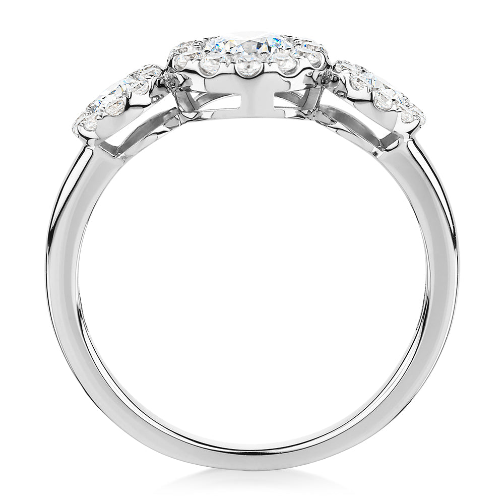 Celeste Dress ring with 1.02 carats* of diamond simulants in 10 carat white gold