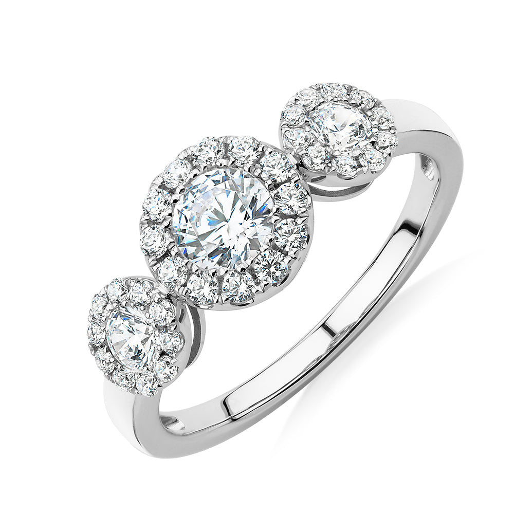 Celeste Dress ring with 1.02 carats* of diamond simulants in 10 carat white gold