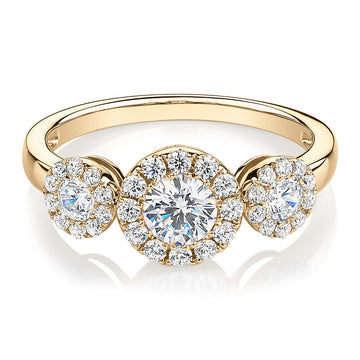 Celeste Dress ring with 1.02 carats* of diamond simulants in 10 carat yellow gold