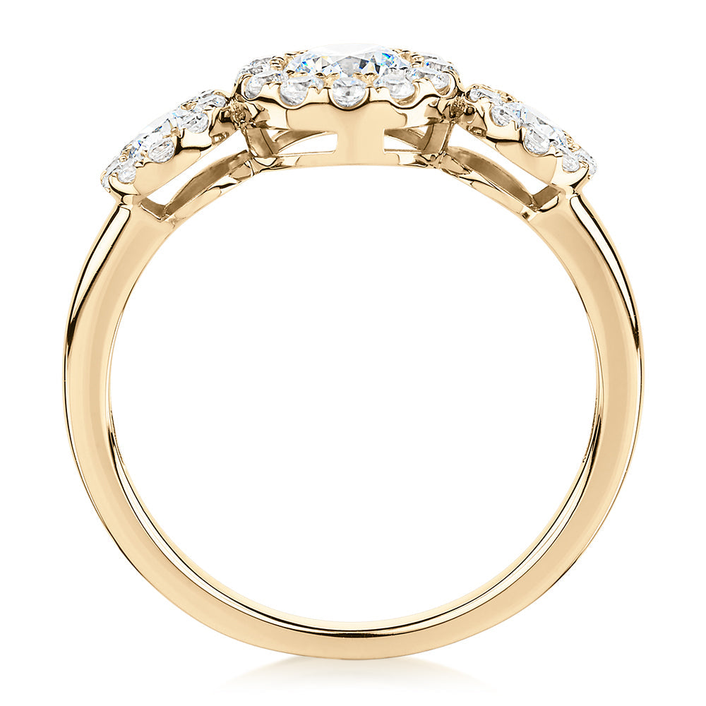 Celeste Dress ring with 1.02 carats* of diamond simulants in 10 carat yellow gold