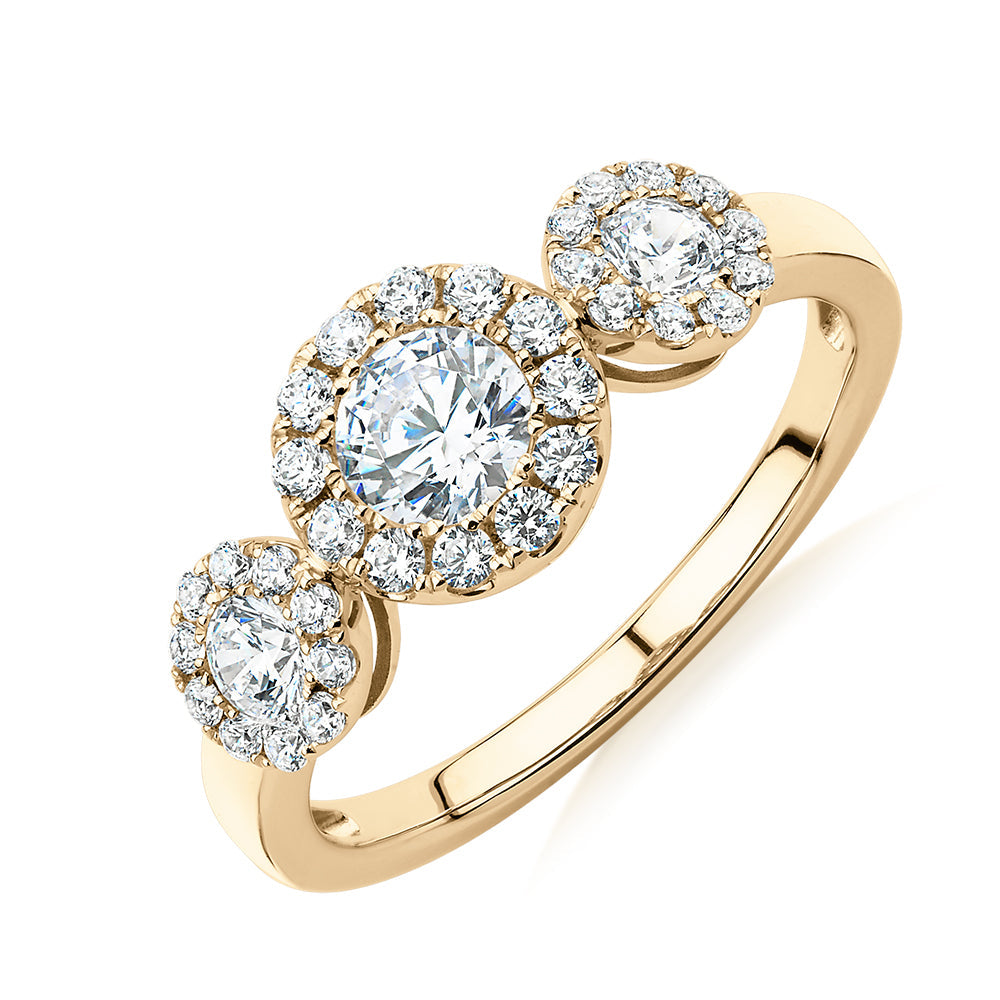 Celeste Dress ring with 1.02 carats* of diamond simulants in 10 carat yellow gold