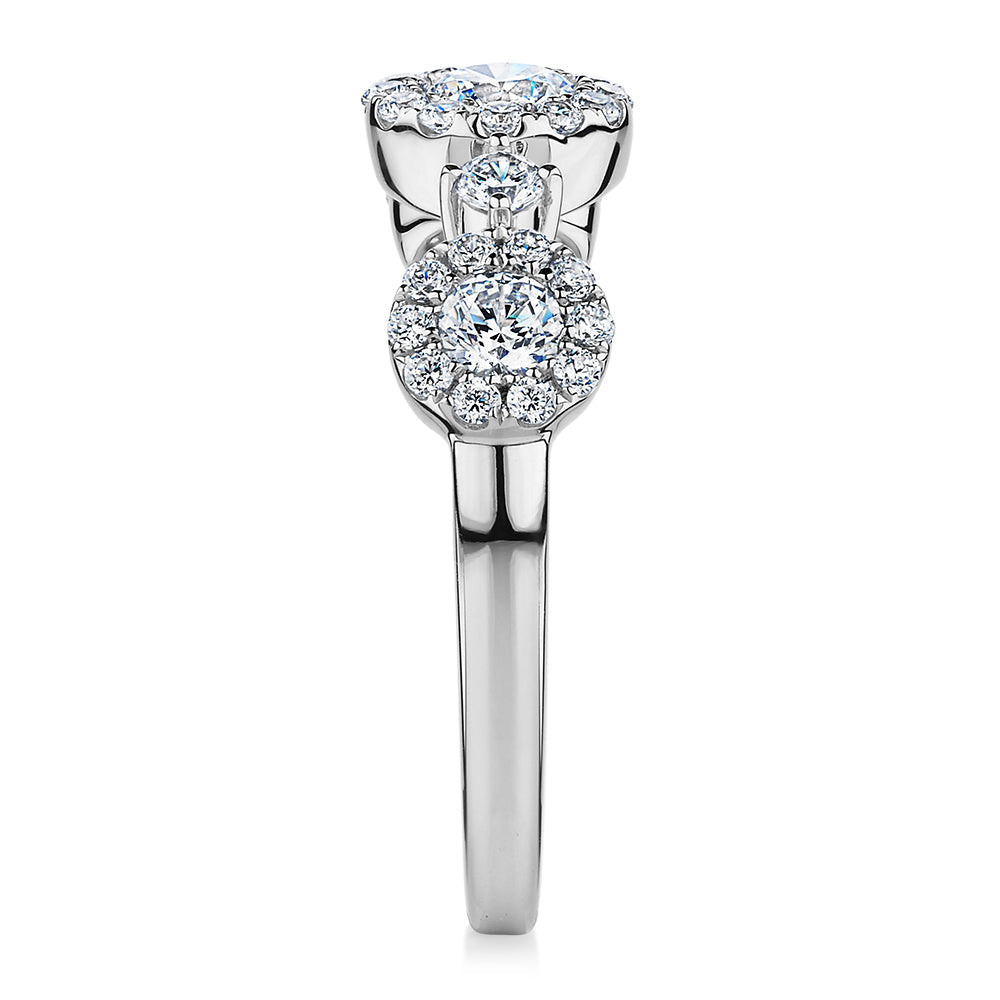 Celeste Dress ring with 0.83 carats* of diamond simulants in 10 carat white gold