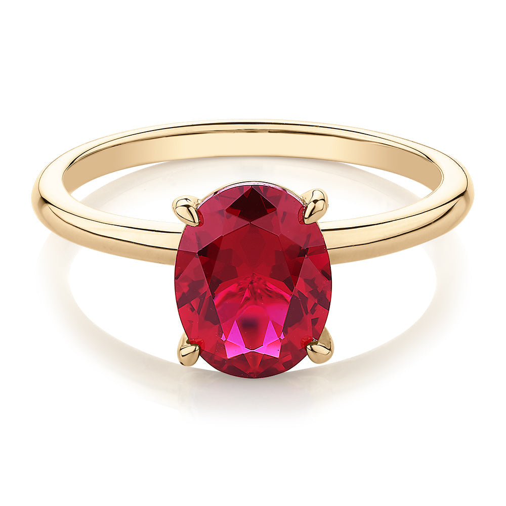 Ruby Simulant Dress ring with ruby simulant in 10 carat yellow gold – Secrets by Amaar