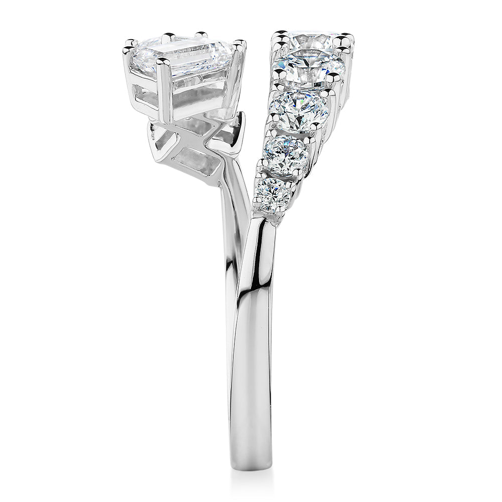 Dress ring with 1.64 carats* of diamond simulants in 10 carat white gold