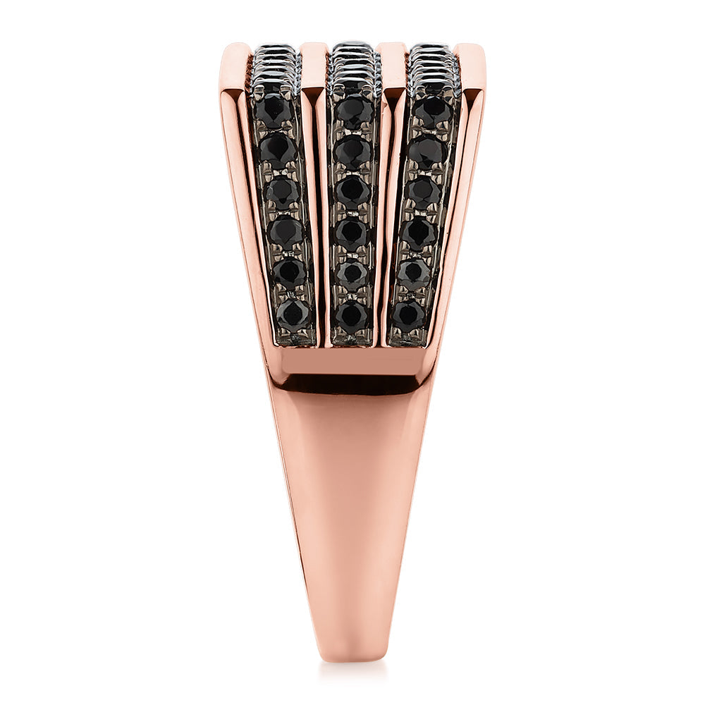 Dress ring with 0.74 carats* of diamond simulants in 10 carat rose gold