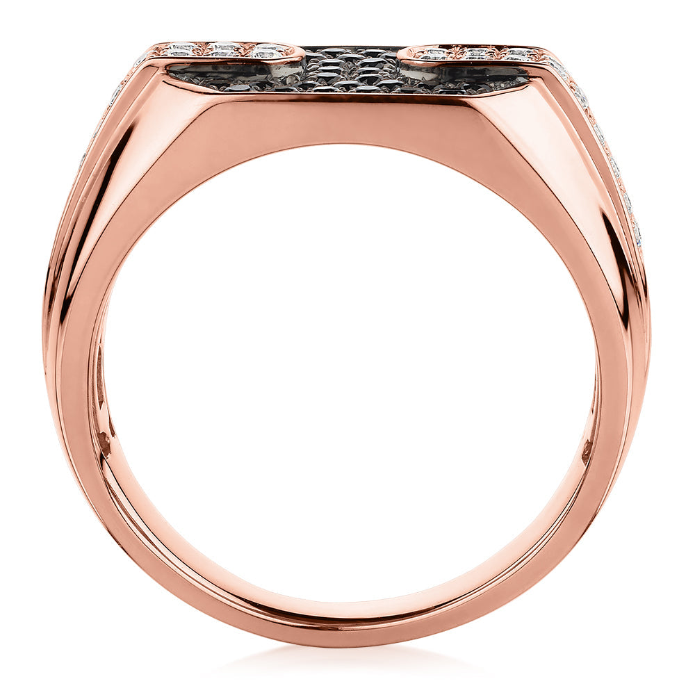 Dress ring with 0.63 carats* of diamond simulants in 10 carat rose gold