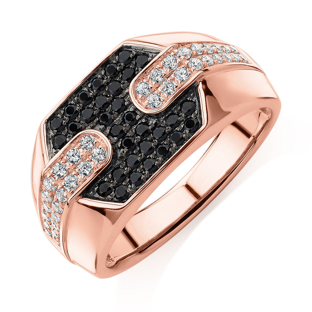 Dress ring with 0.63 carats* of diamond simulants in 10 carat rose gold