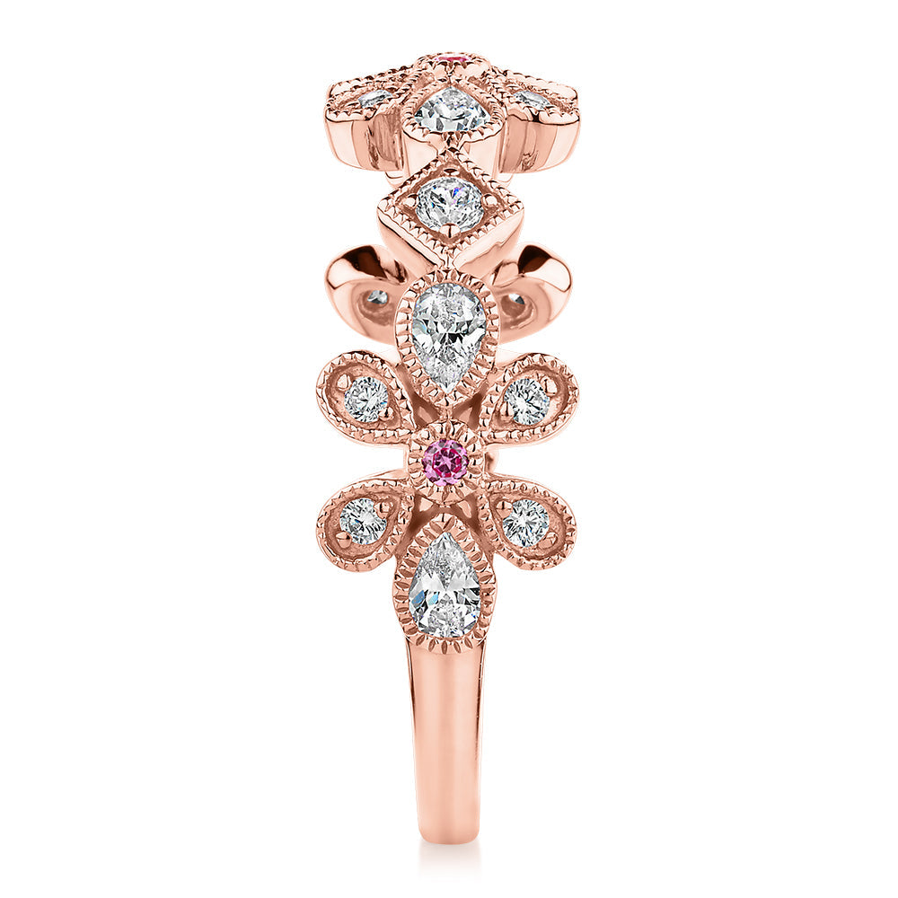 Wedding or eternity band with 0.98 carats* of diamond simulants in 10 carat rose gold