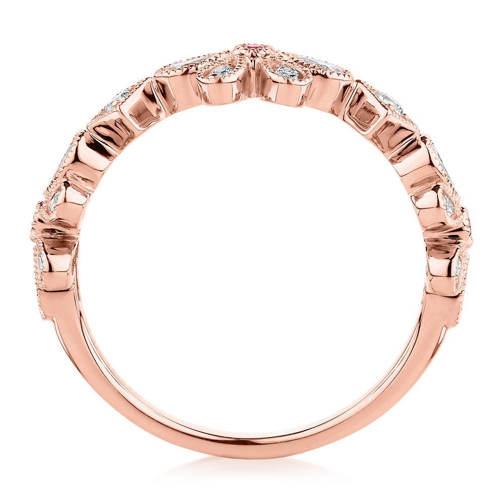 Wedding or eternity band with 0.98 carats* of diamond simulants in 10 carat rose gold