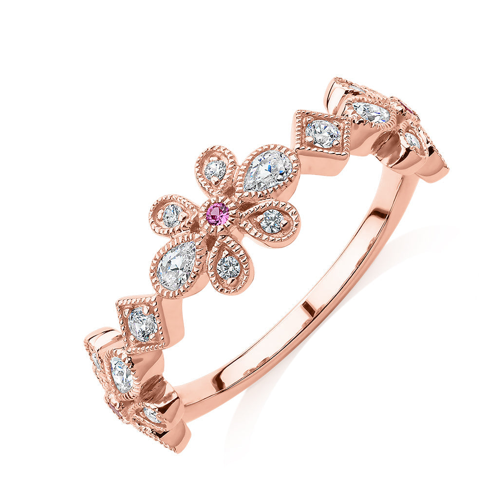 Wedding or eternity band with 0.98 carats* of diamond simulants in 10 carat rose gold