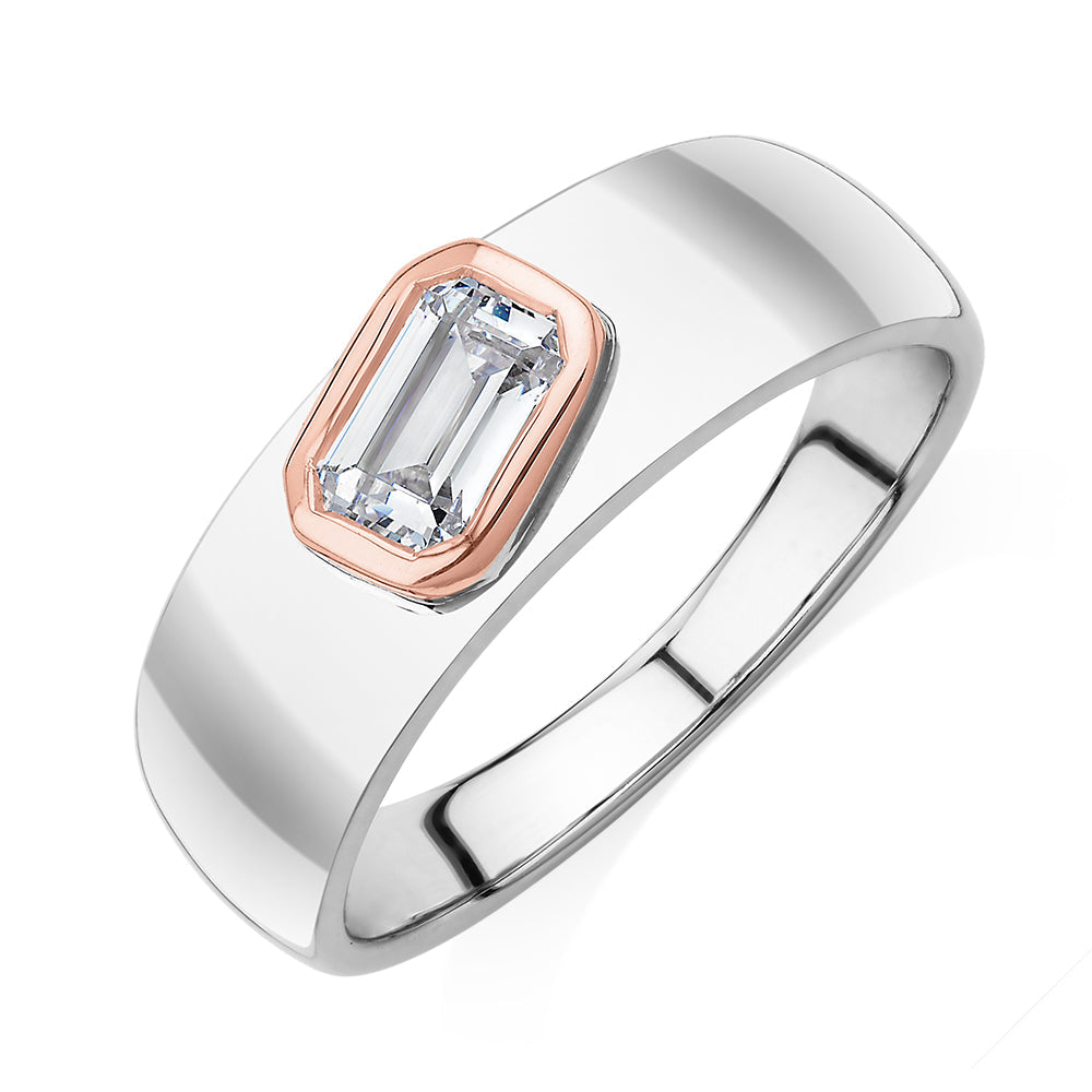 Synergy dress ring with 0.66 carats* of diamond simulants in 10 carat rose gold and sterling silve