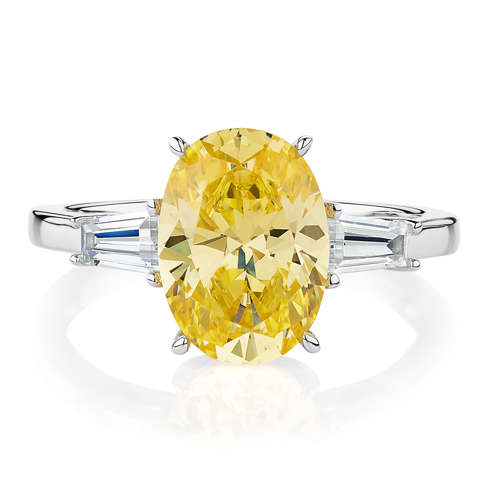 Dress ring with 3.38 carats* of diamond simulants in sterling silver
