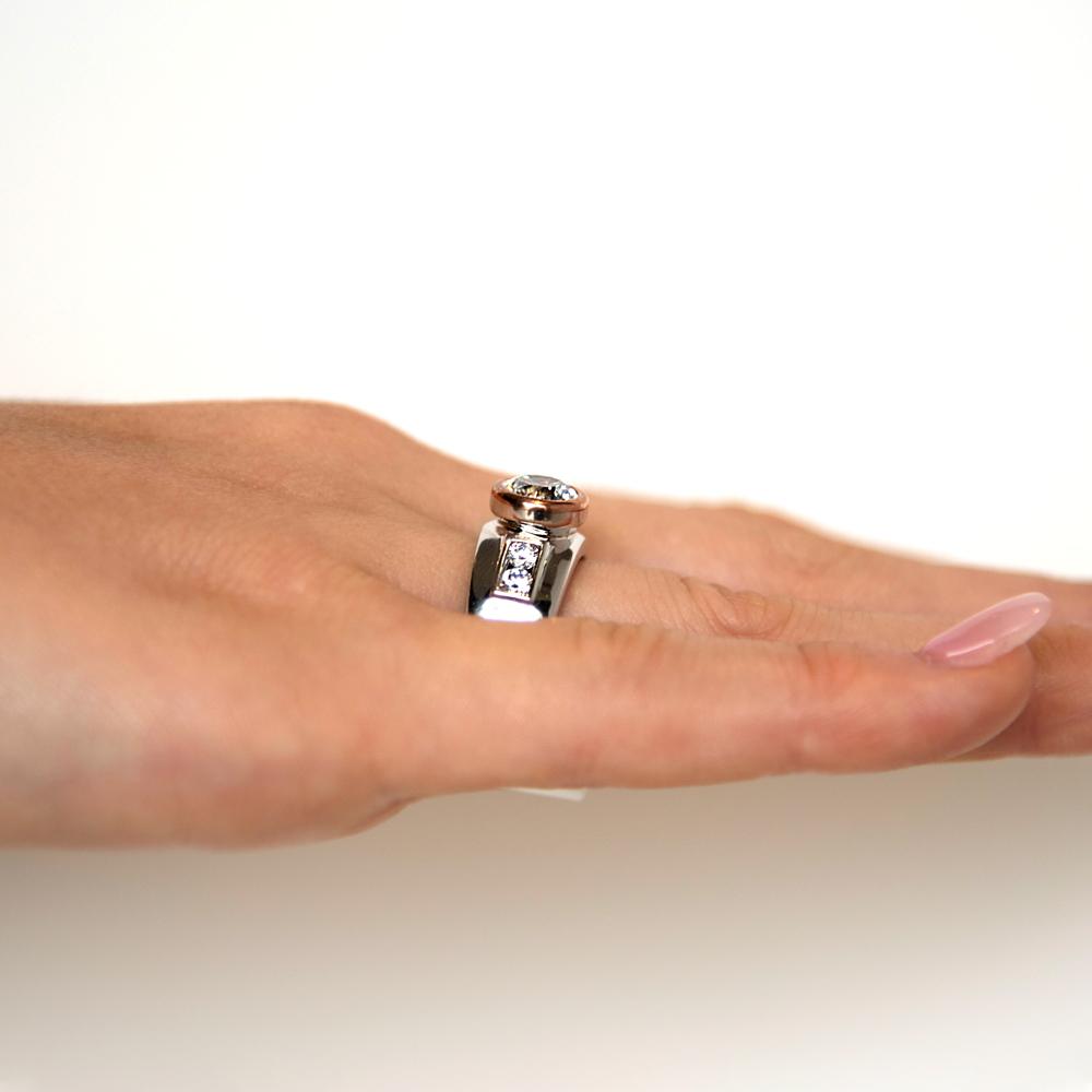 Synergy dress ring with 2.11 carats* of diamond simulants in 10 carat rose gold and sterling silver