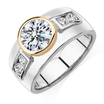 Synergy dress ring with 2.11 carats* of diamond simulants in 10 carat yellow gold and sterling silver secondary view