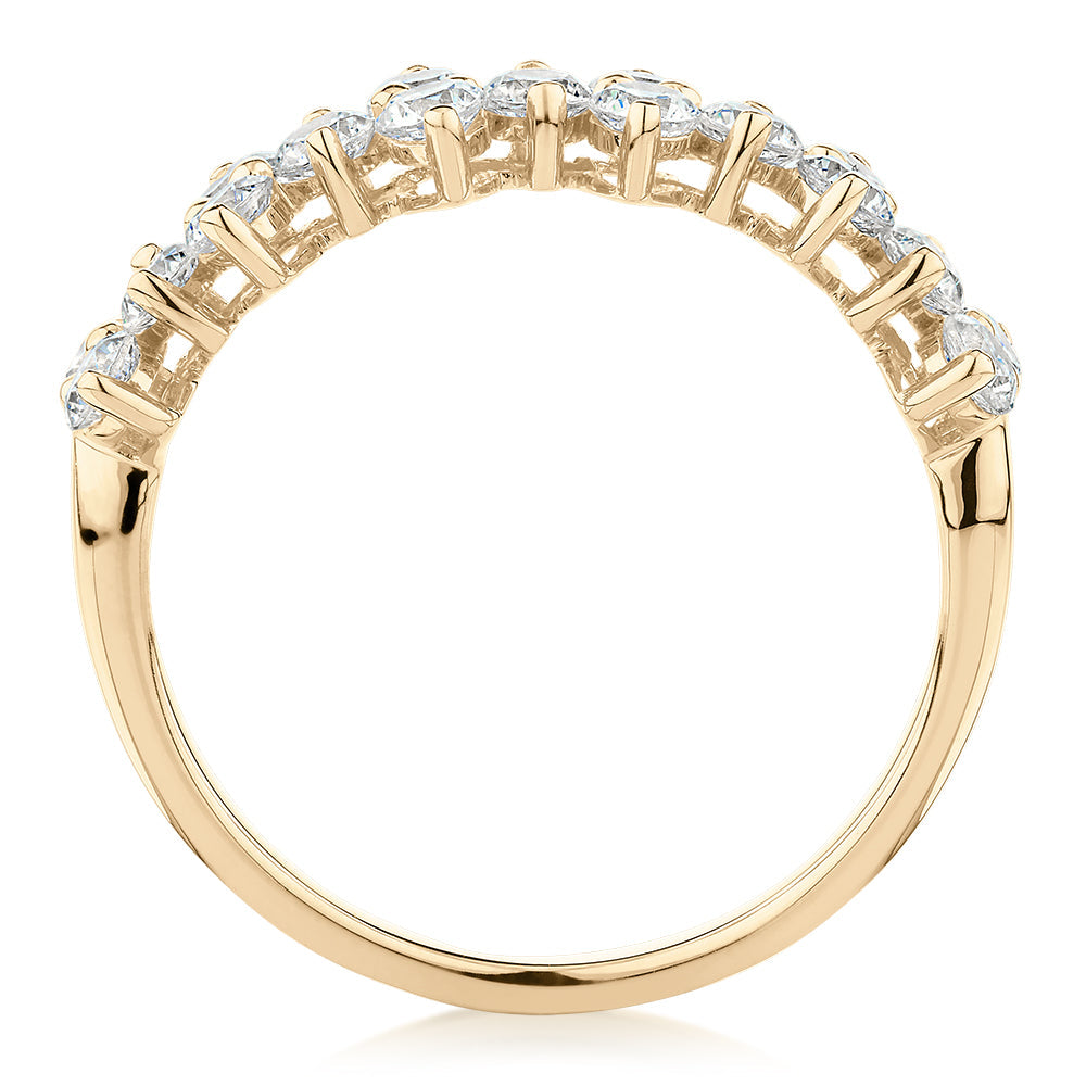 Dress ring with 1.02 carats* of diamond simulants in 10 carat yellow gold