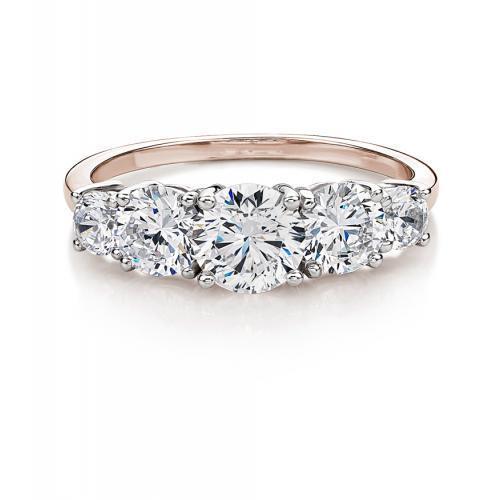Dress ring with 2.1 carats* of diamond simulants in 10 carat rose and white gold