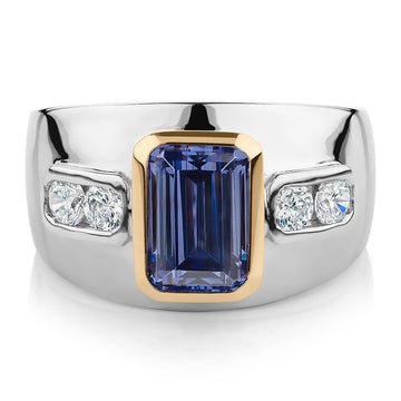 Synergy dress ring with 0.44 carats* of diamond simulants in 10 carat yellow gold and sterling silver