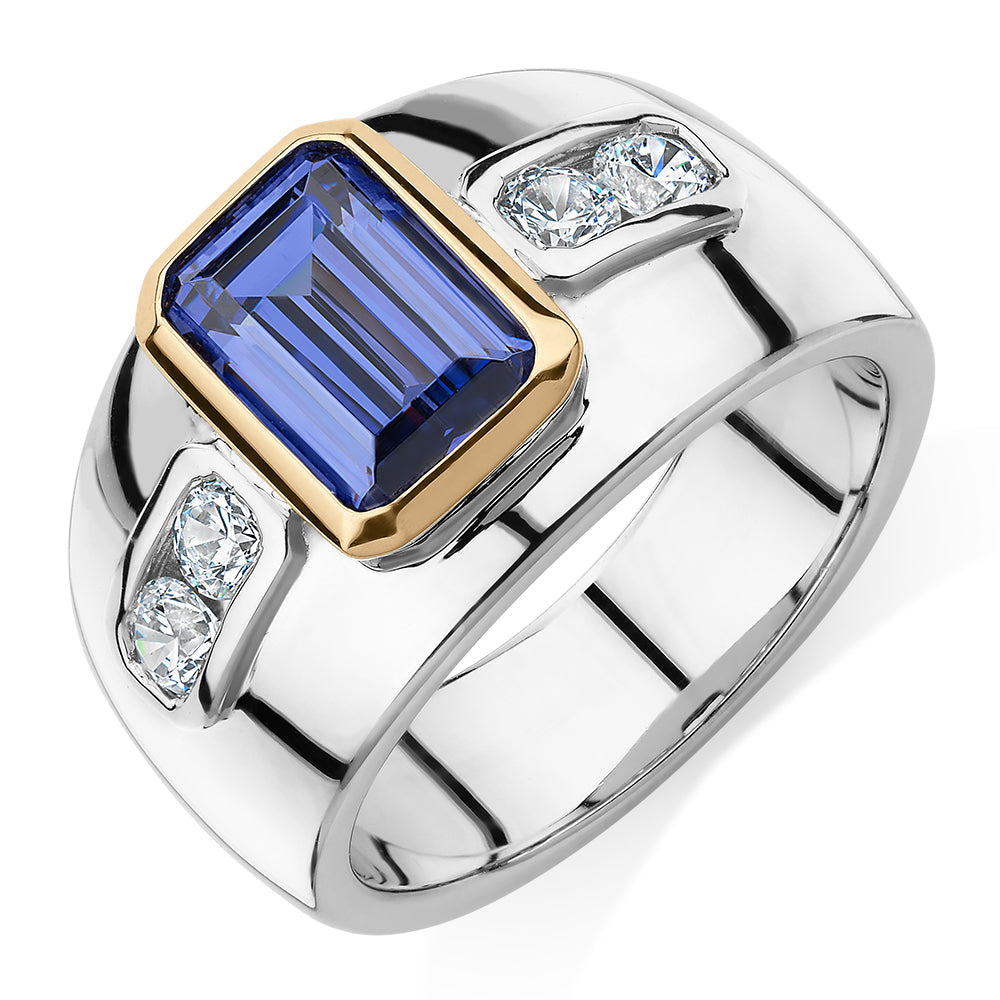 Synergy dress ring with 0.44 carats* of diamond simulants in 10 carat yellow gold and sterling silver