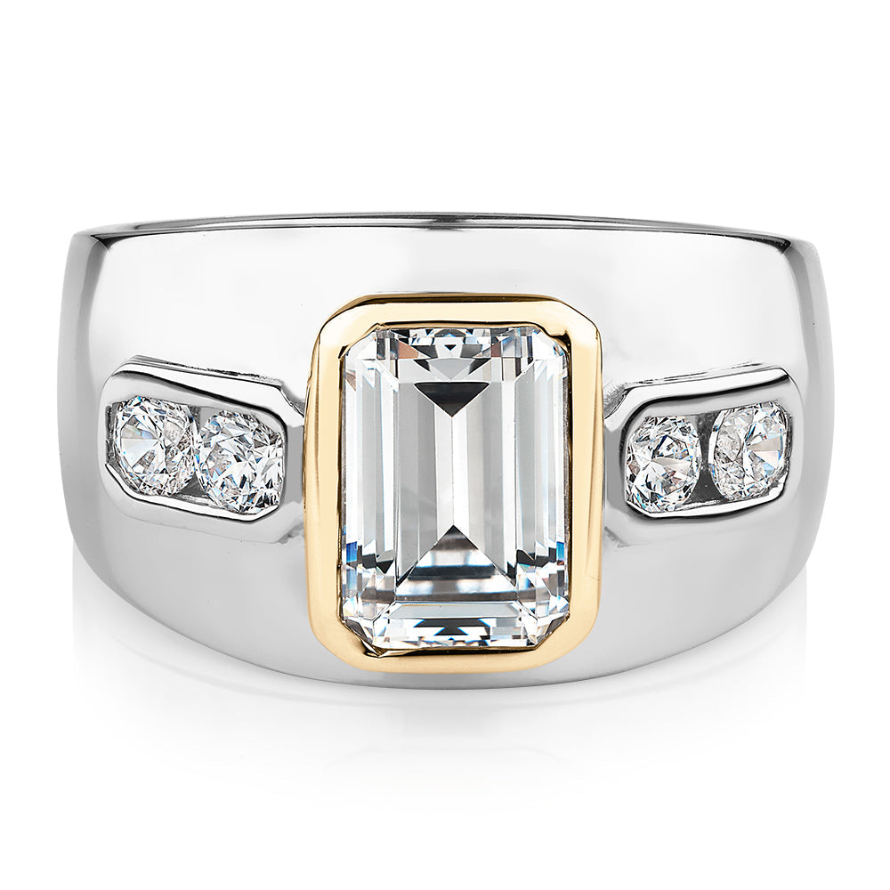 Synergy dress ring with 2.61 carats* of diamond simulants in 10 carat yellow gold and sterling silve