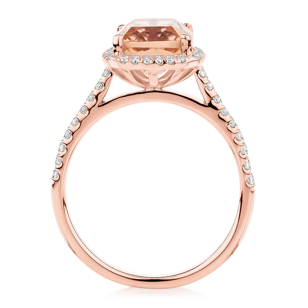 Rmo Rind Cushion Radiant and Round Brilliant halo engagement ring with 10x8mm m ...