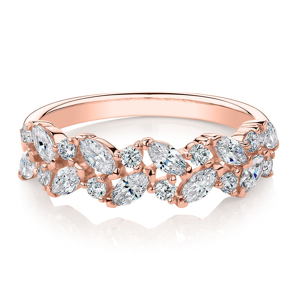 Dress ring with 1.15 carats* of diamond simulants in 10 carat rose gol –  Secrets by Amaar