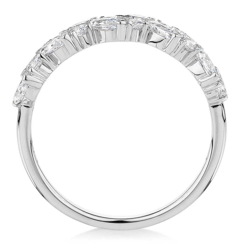 Dress ring with 1.15 carats* of diamond simulants in 10 carat white gold