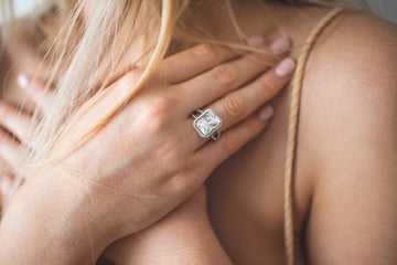 Synergy dress ring with 6.38 carats* of diamond simulants in 10 carat yellow gold and sterling silver secondary view