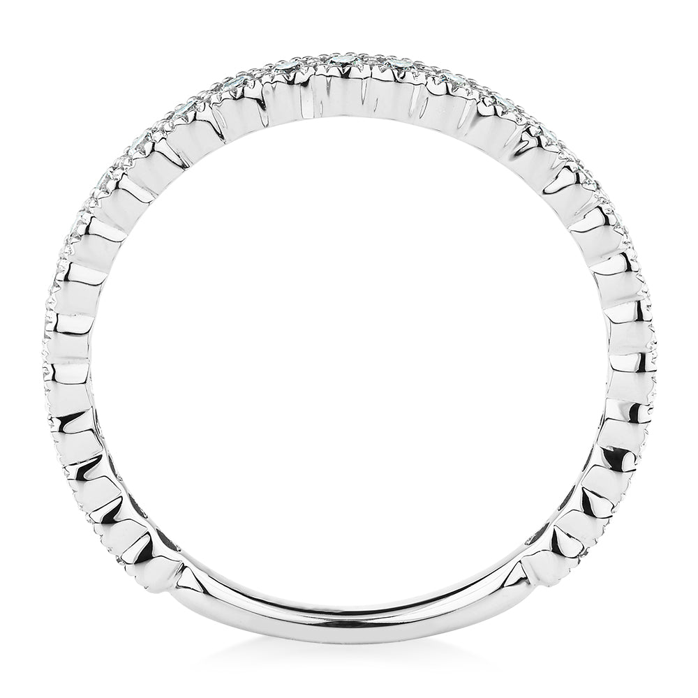Wedding or eternity band with 0.4 carats* of diamond simulants in 10 carat white gold