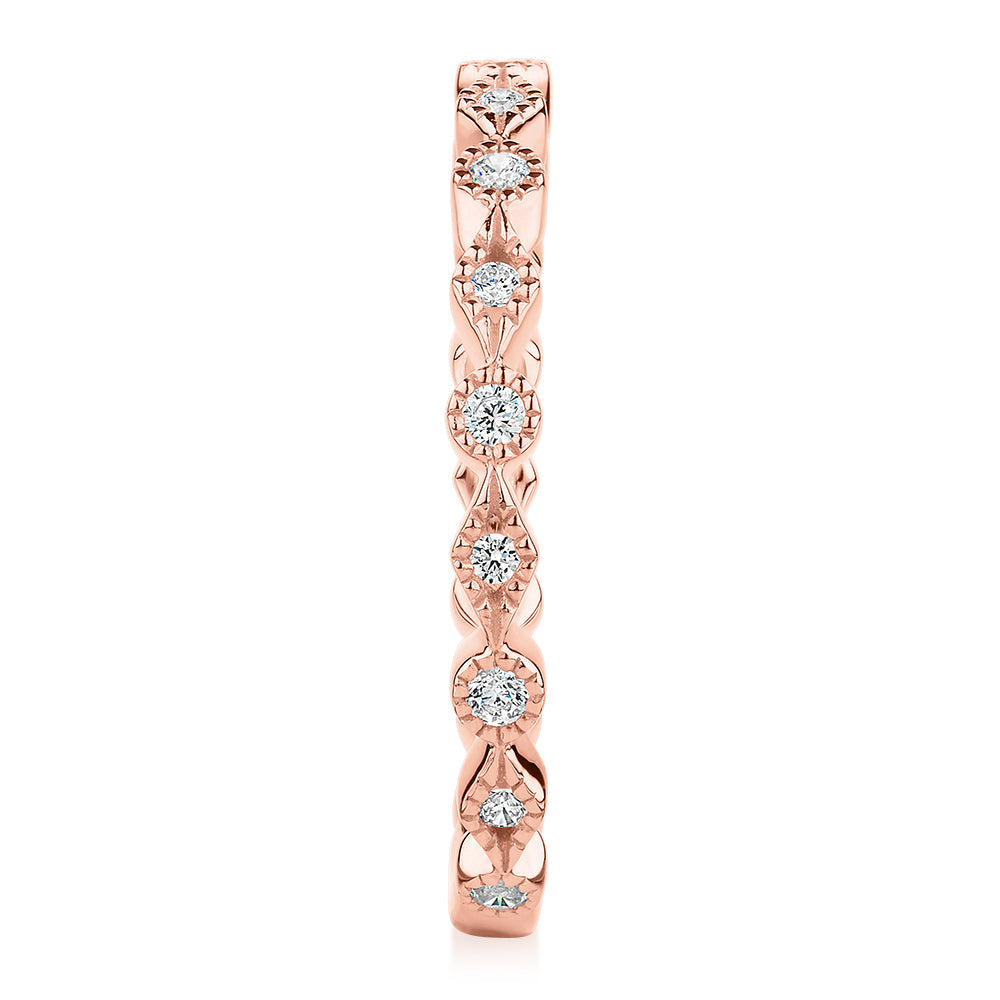 Wedding or eternity band in 10 carat rose gold